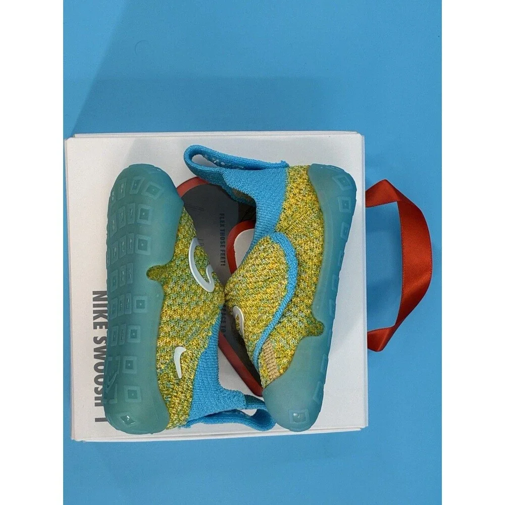 Nike Swoosh 1 TD Baby Shoes Size 3C Team Gold Baltic Blue FB3244-700 NIB
